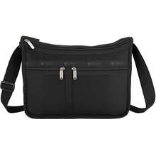 LeSportsac Crafty Cats Black Everyday Zip Tote Handbag/Travel Bag, Style  3867/Color E772, Whimsical Jewel-Tone Cats Frolic & Play, Sleek Black Bag