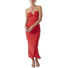Womens Lila Solid Midi Dress, Red Hot,