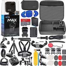 GoPro MAX 360 Waterproof Action Camera + 32GB + Chest and Head Strap Bundle