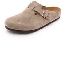 Suede Soft Footbed Boston Clogs Taupe